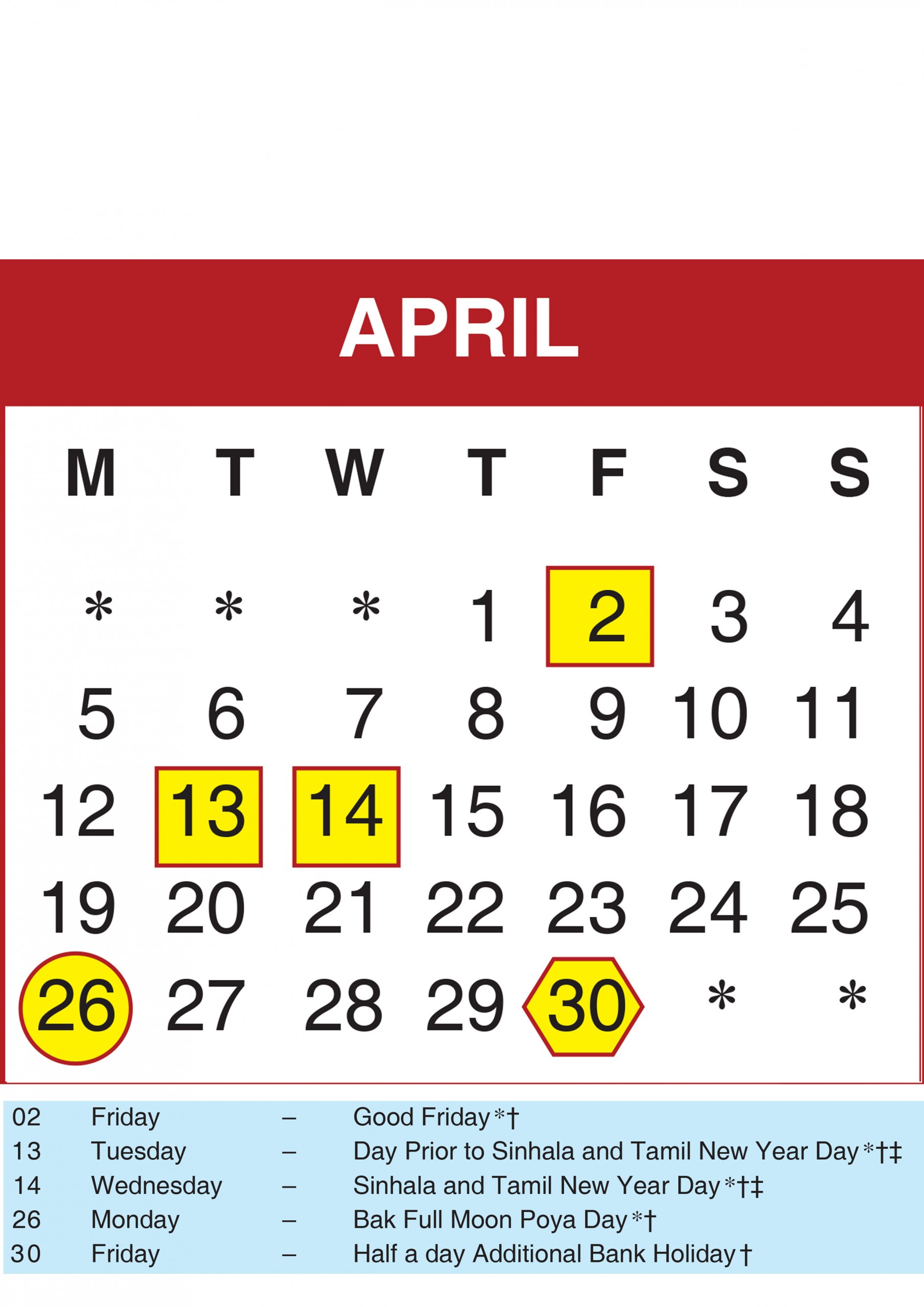 2022 Calendar With Holidays Sri Lanka