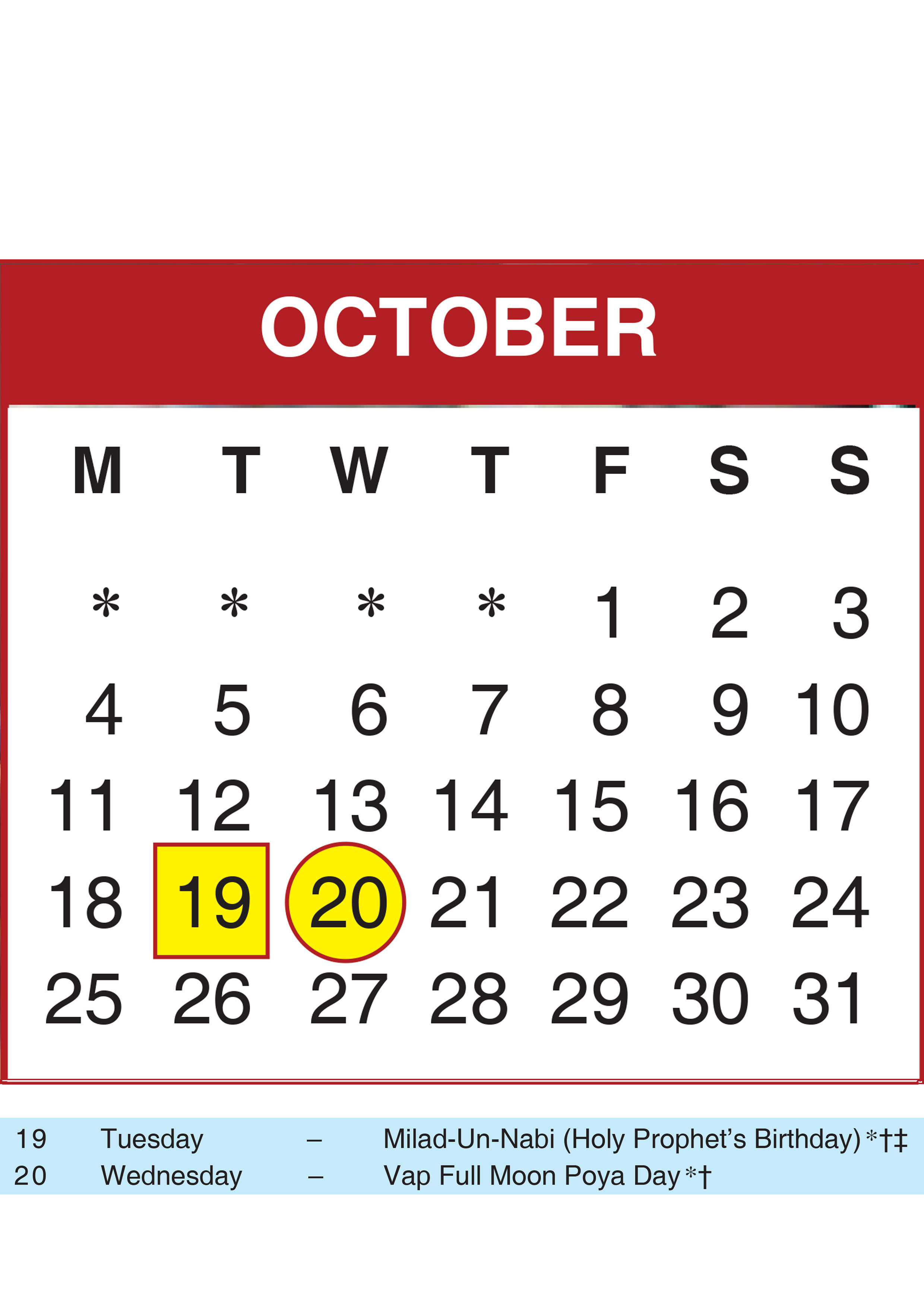 2021 oct calendar